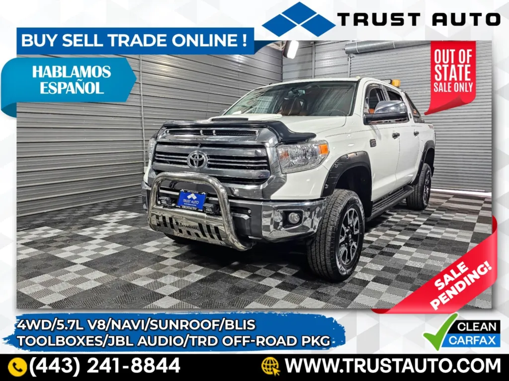 2017 Toyota Tundra 1794 Edition 4WD CrewMax 5.7 V8 Pickup Truck w/TRD OFF-Road Pkg for sale in Sykesville, MD