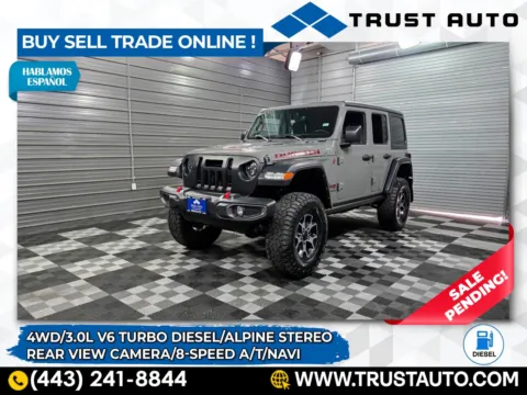 Gray 2021 Jeep Wrangler Unlimited Rubicon 4WD Hard-Top Turbo Diesel SUV for sale in Sykesville, MD
