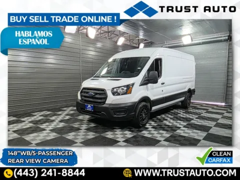 White 2020 Ford Transit T-250 Cargo 148''WB 5-Passenger Medium Roof Minivan/Van for sale in Sykesville, MD