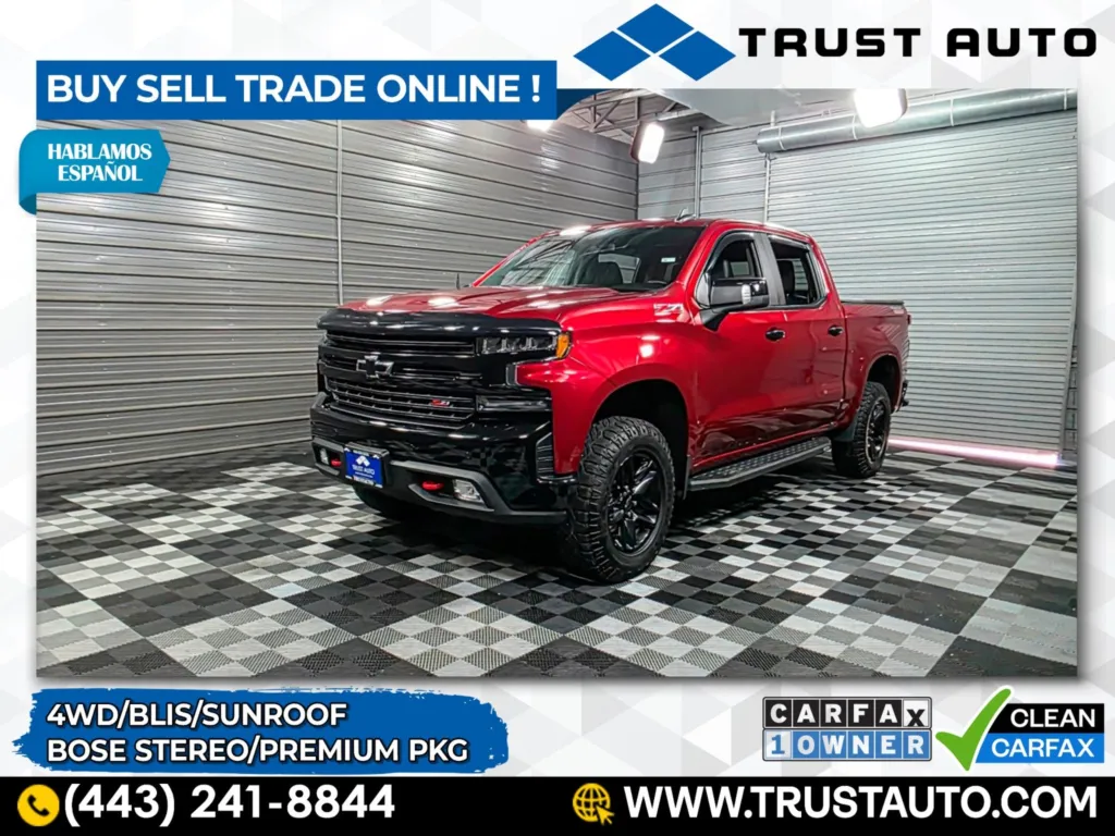 2021 Chevrolet Silverado 1500 LT Trail Boss 4WD Crew Cab Pickup Truck w/Premium Pkg for sale in Sykesville, MD