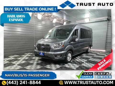 Gray 2023 Ford Transit T-350 15-Passenger XLT 148''WB Medium Roof Minivan/Van for sale in Sykesville, MD