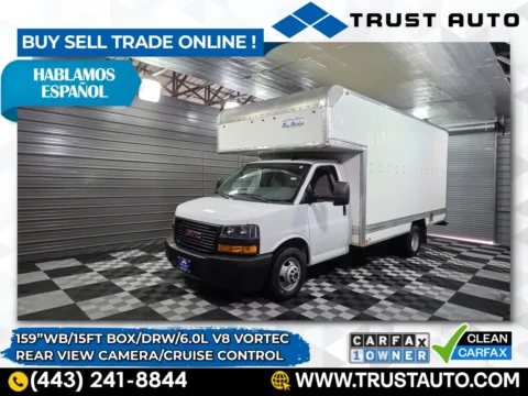 White 2019 GMC Savana 3500 Cutaway Commercial 159''WB DRW Dually 15FT Box Commercial/Utility/Service/BayBridge/Van for sale in Sykesville, MD