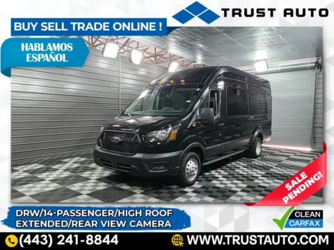 Black 2023 Ford Transit T-350 14-Passenger DRW XL 148''WB Extended Dually High Roof Minivan/Van for sale in Sykesville, MD