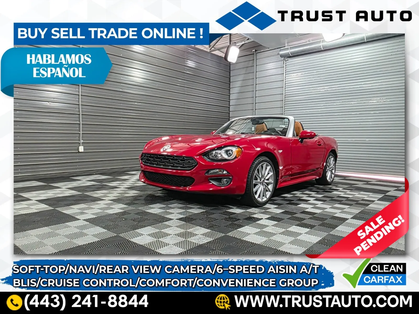 2018 Fiat 124 Spider Lusso Soft-Top Convertible w/Convenience Group for sale in Sykesville, MD