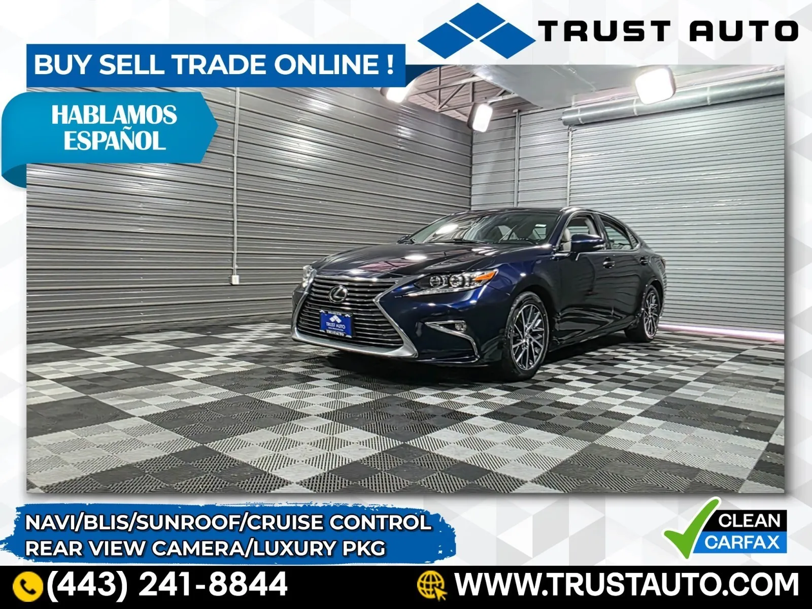 Blue 2017 Lexus ES 350 4-Door Sedan w/Luxury Pkg for sale in Sykesville, MD