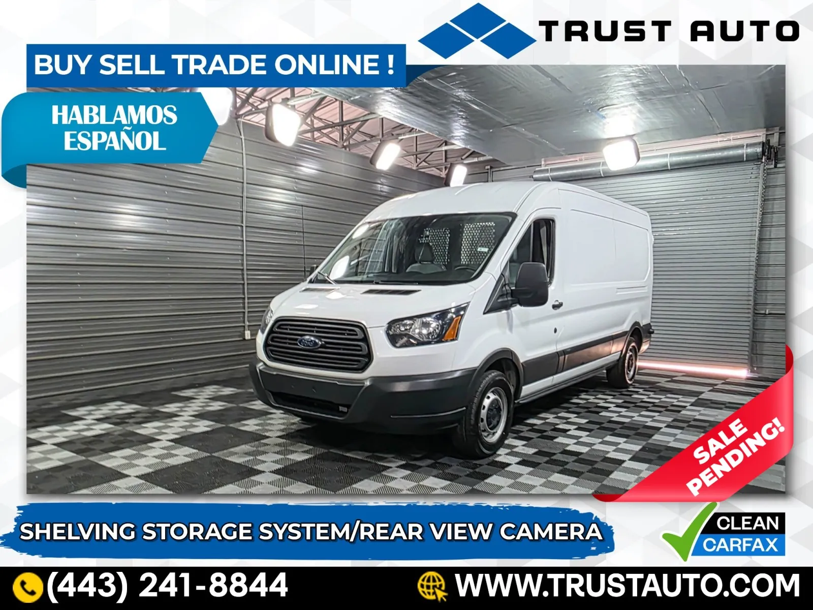 2018 Ford Transit T-150 Cargo 148''LWB Medium Roof Minivan/Van w/Shelving Storage System for sale in Sykesville, MD