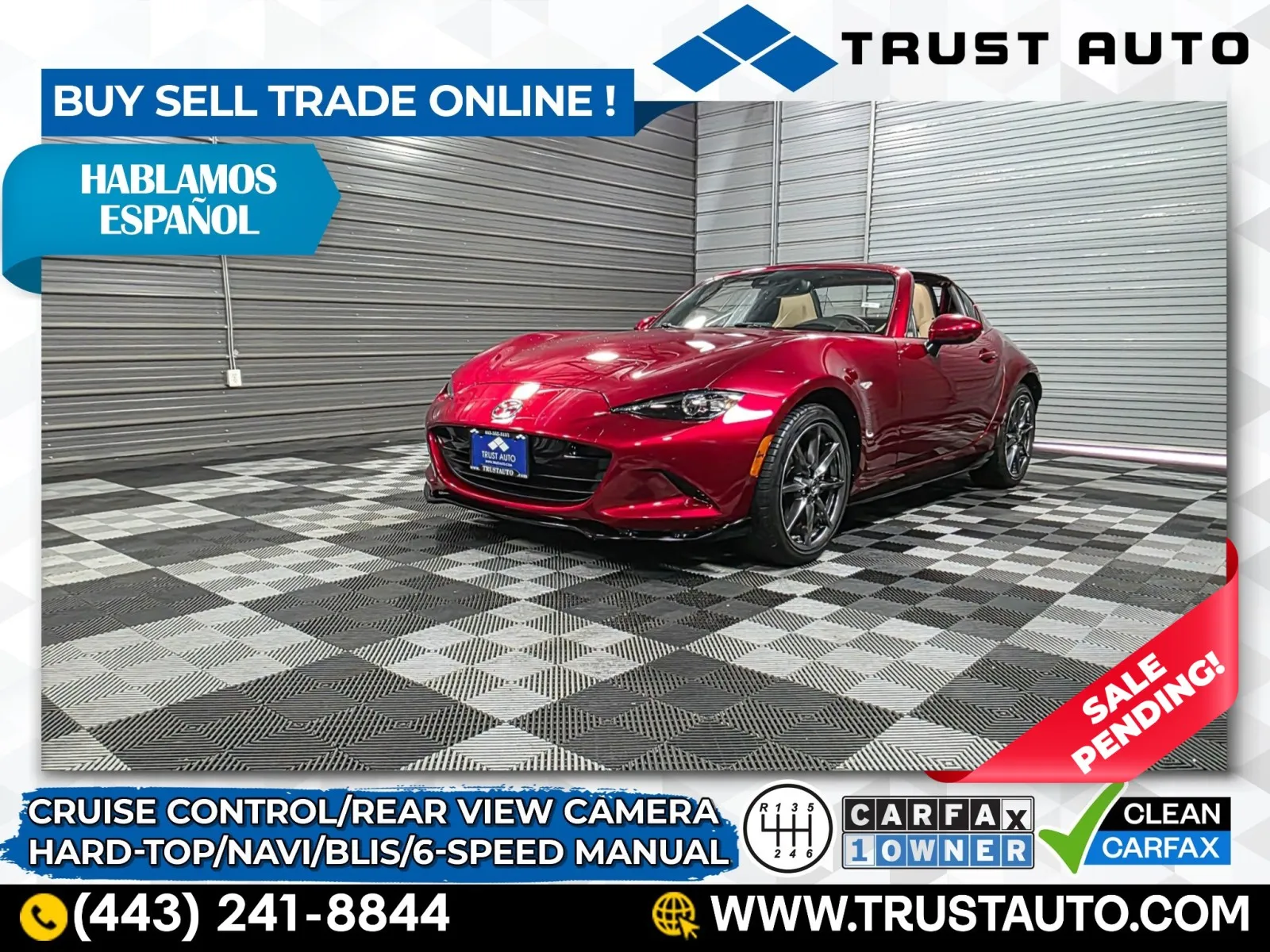 2019 Mazda MX-5 Miata RF Grand Touring 6-Speed Manual Hard-Top Convertible for sale in Sykesville, MD