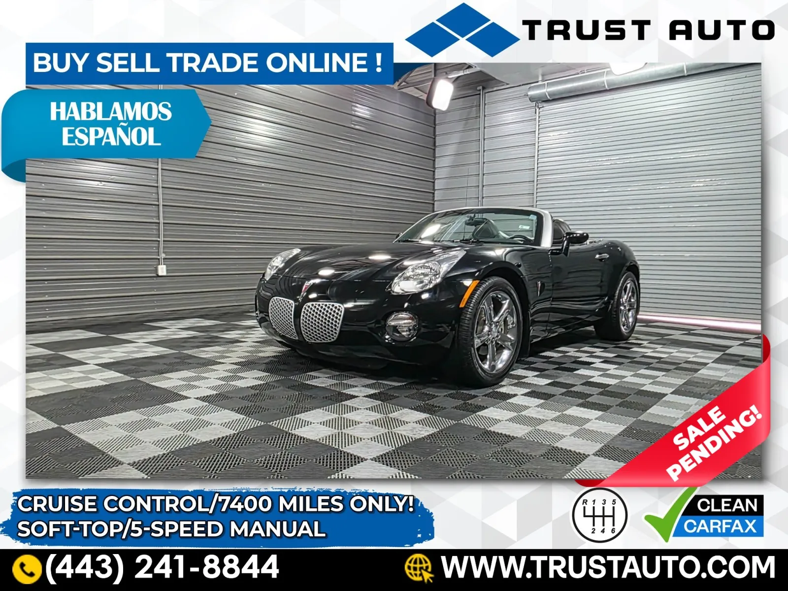 2006 Pontiac Solstice 5-Speed Manual Soft-Top Convertible for sale in Sykesville, MD