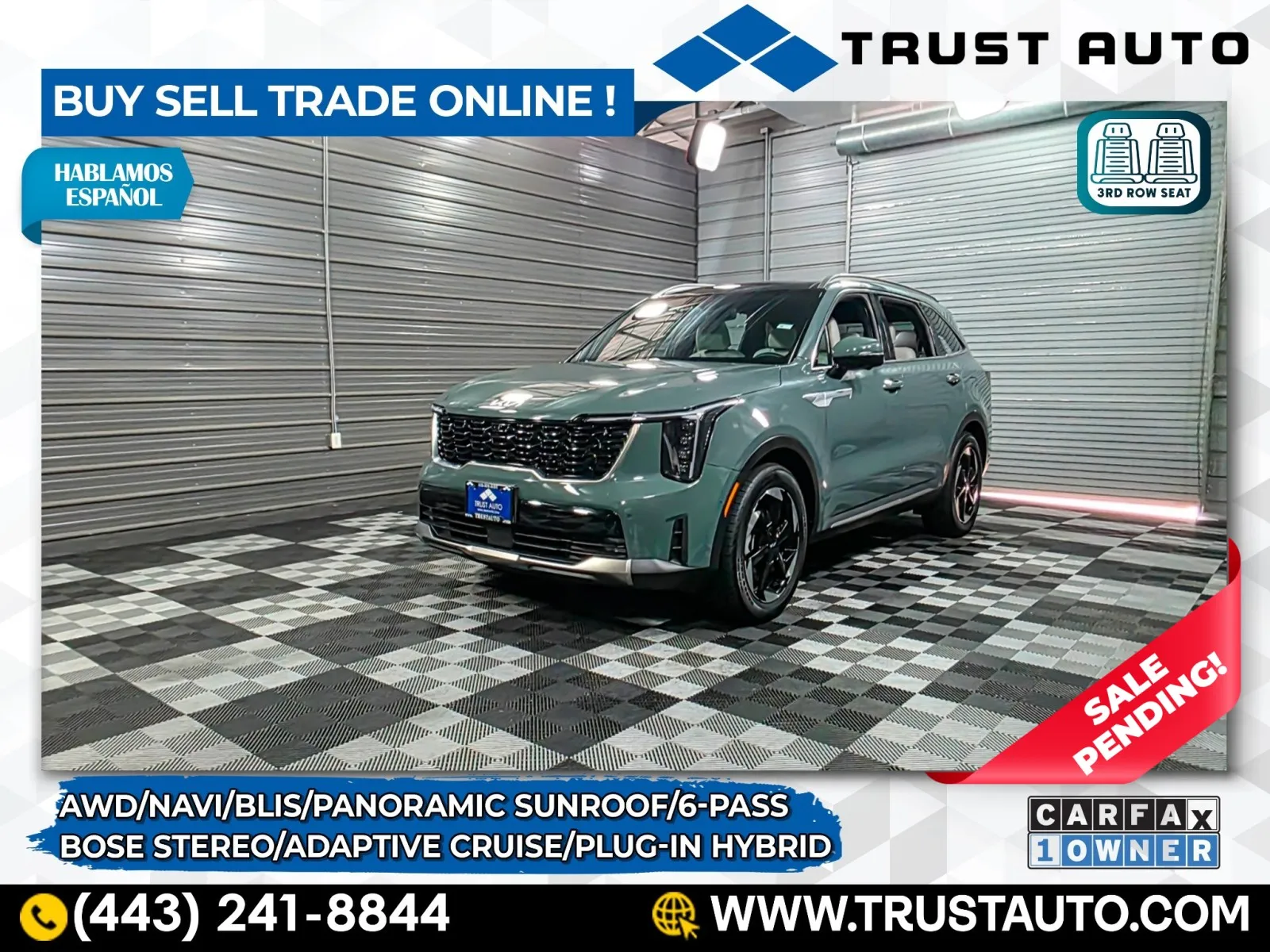 2025 Kia Sorento Plug-In Hybrid SX Prestige AWD 6-Pass Luxury SUV for sale in Sykesville, MD