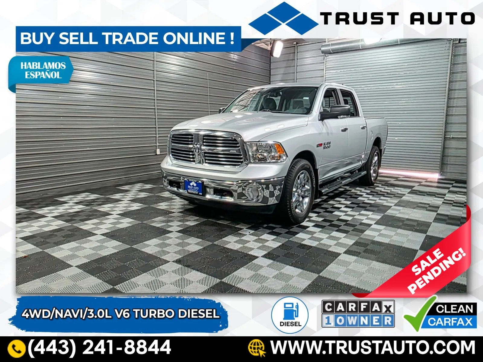 2017 Ram 1500 Big Horn 4WD Crew Cab 3.0L V6 Turbo Diesel Pickup Truck for sale in Sykesville, MD