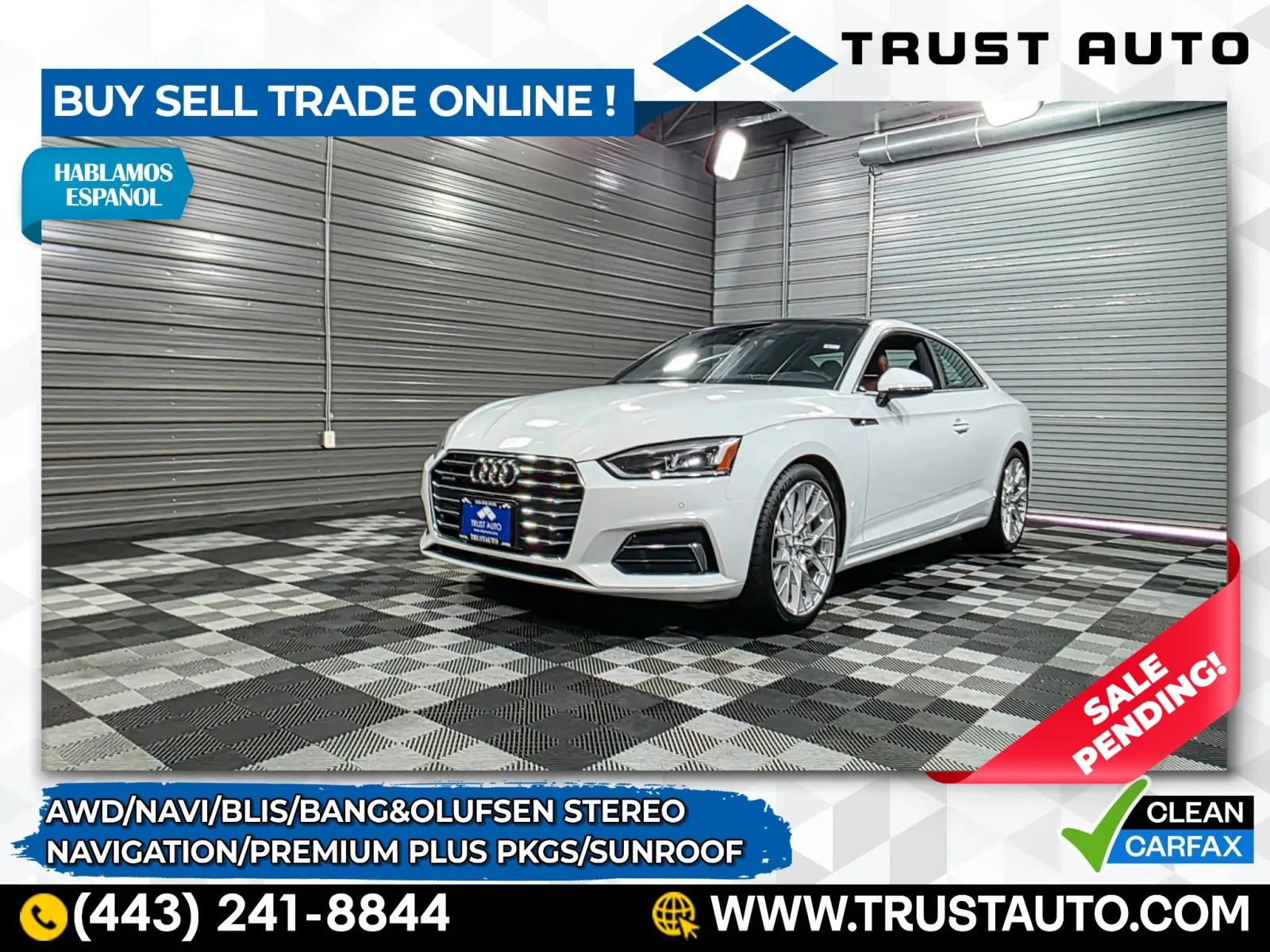2018 Audi A5 Premium Plus 2.0 TFSI Quattro AWD Luxury Coupe w/Navigation Pkg for sale in Sykesville, MD