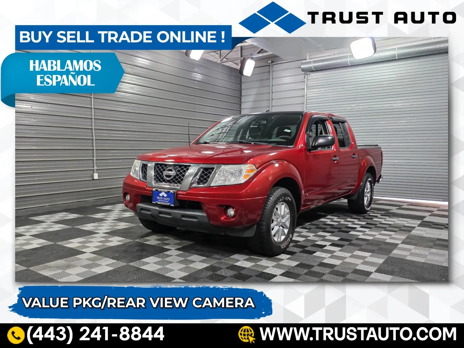 Red 2015 Nissan Frontier SV Crew Cab Pickup Truck for sale in Sykesville, MD