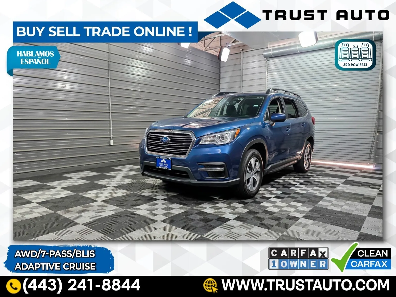 Blue 2022 Subaru Ascent Premium AWD 7-Passenger SUV for sale in Sykesville, MD