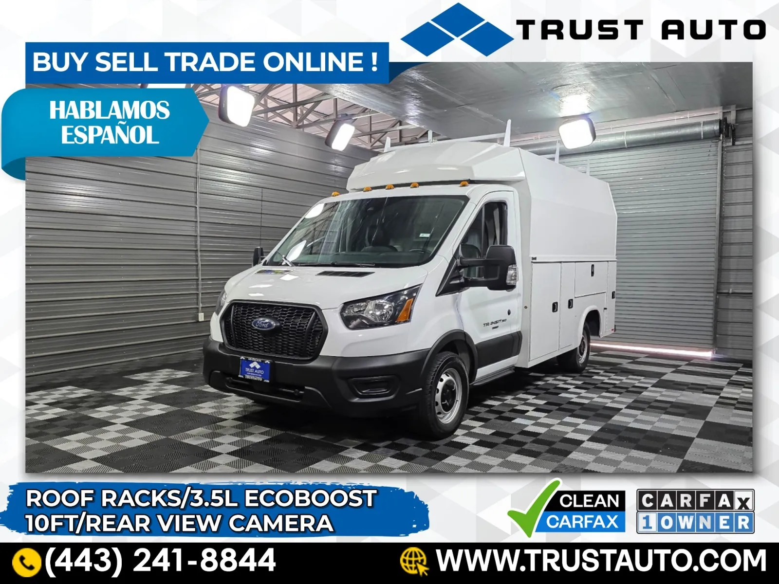 2023 Ford Transit T-350 Cutaway 138''WB 10FT Box Commercial/Utility/Service/KUV/Van w/Roof Racks
