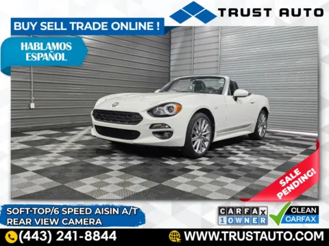 White 2018 Fiat 124 Spider Lusso Soft-Top Convertible for sale in Sykesville, MD
