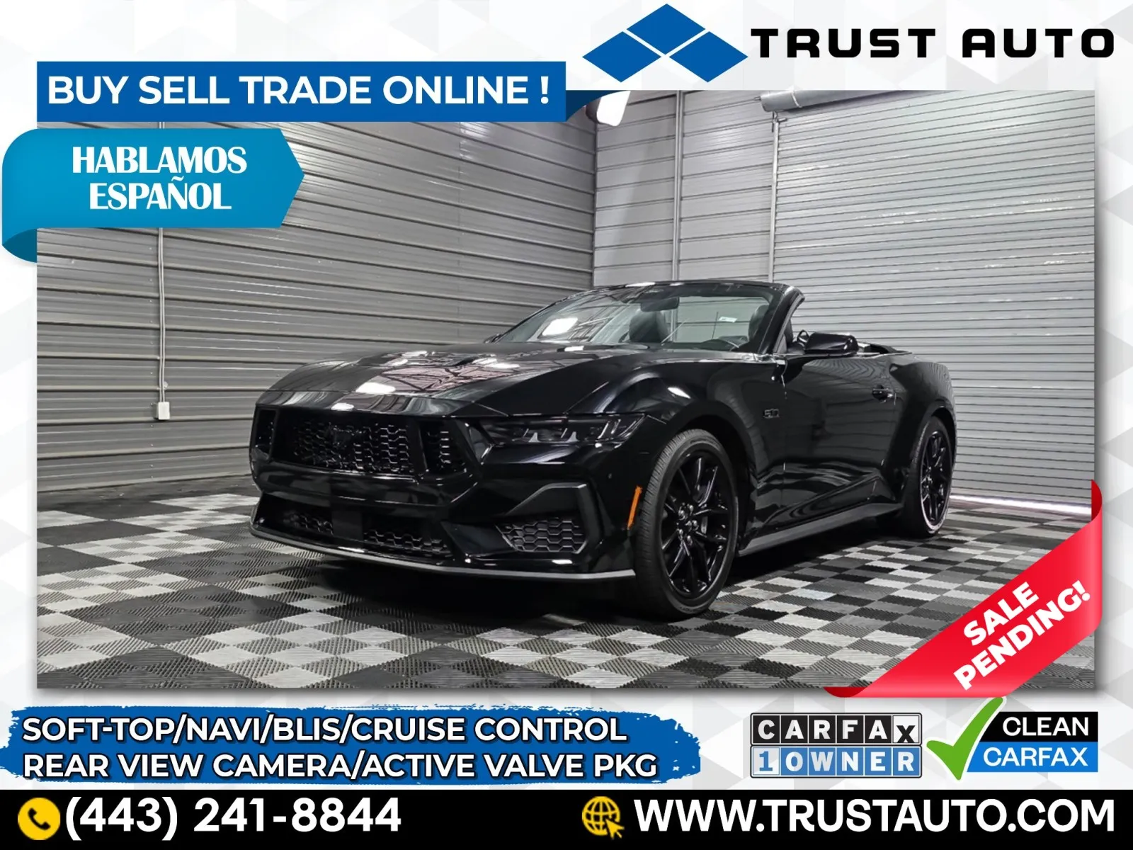 2025 Ford Mustang GT Premium Soft-Top Luxury Convertible w/Active Valve Pkg for sale in Sykesville, MD