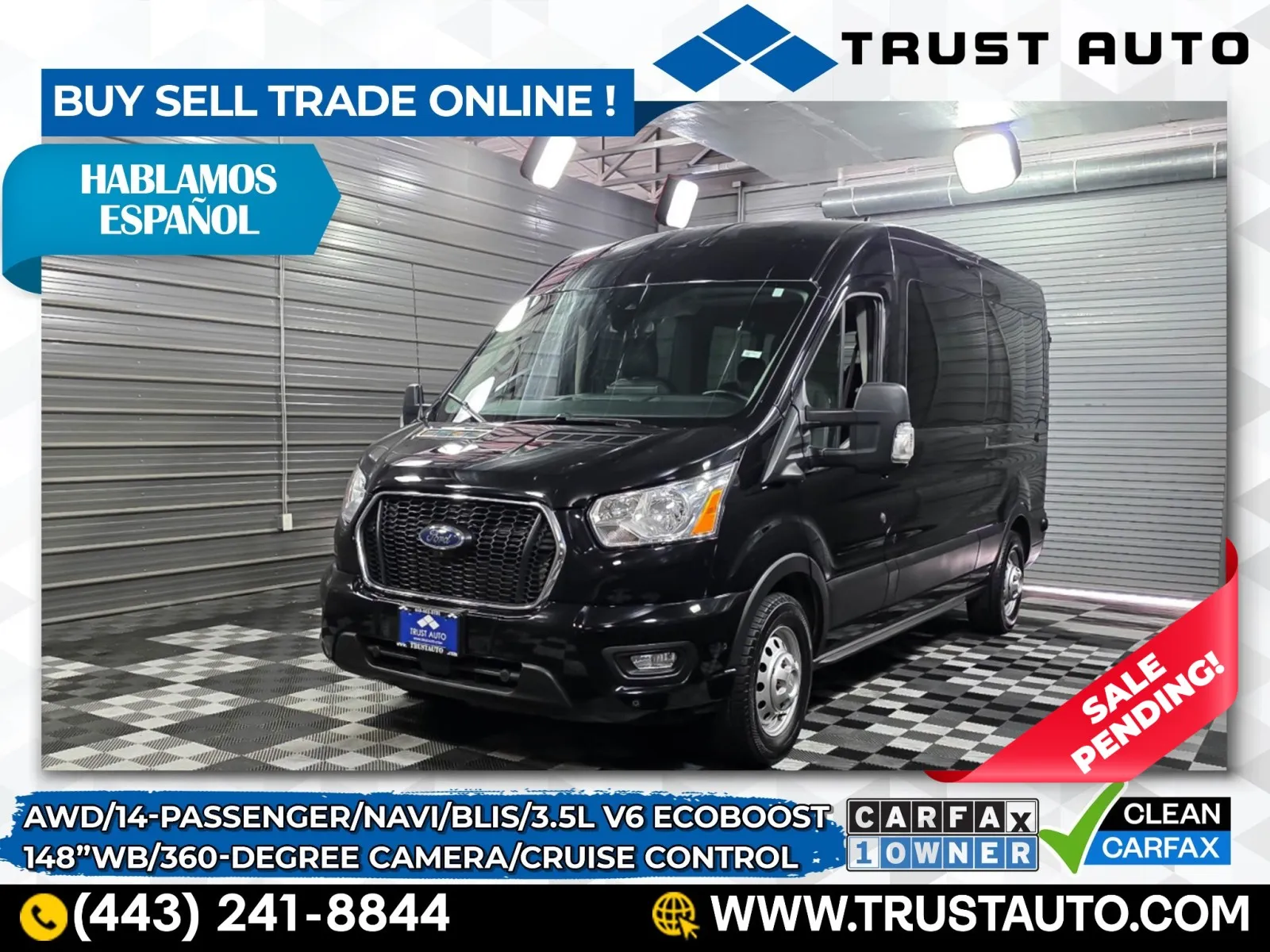 2022 Ford Transit T-350 14-Passenger XLT AWD 148''WB Medium Roof Minivan/Van for sale in Sykesville, MD