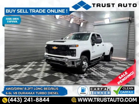 White 2025 Chevrolet Silverado 3500HD DRW WT 4WD Crew Cab Dually 8FT Bed Duramax Diesel Pickup Truck for sale in Sykesville, MD