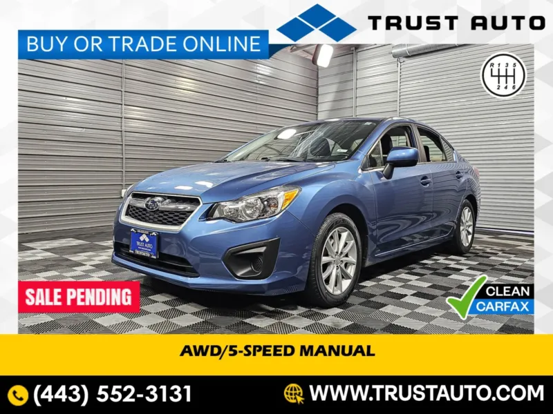 2014 Subaru Impreza 2.0i Premium AWD 5-Speed Manual Sedan for sale in Sykesville, MD