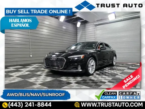 Black 2020 Audi A5 Sportback Premium Plus 45 TFSI Quattro AWD Hatchback for sale in Sykesville, MD