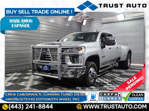 Silver 2022 Chevrolet Silverado 3500HD DRW LTZ 4WD Crew Cab 8FT Bed Dually Duramax Diesel Pickup Truck for sale in Sykesville, MD