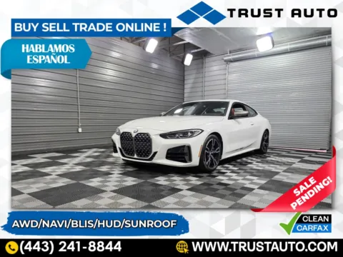White 2021 BMW 4 Series M440i xDrive AWD Luxury Coupe for sale in Sykesville, MD