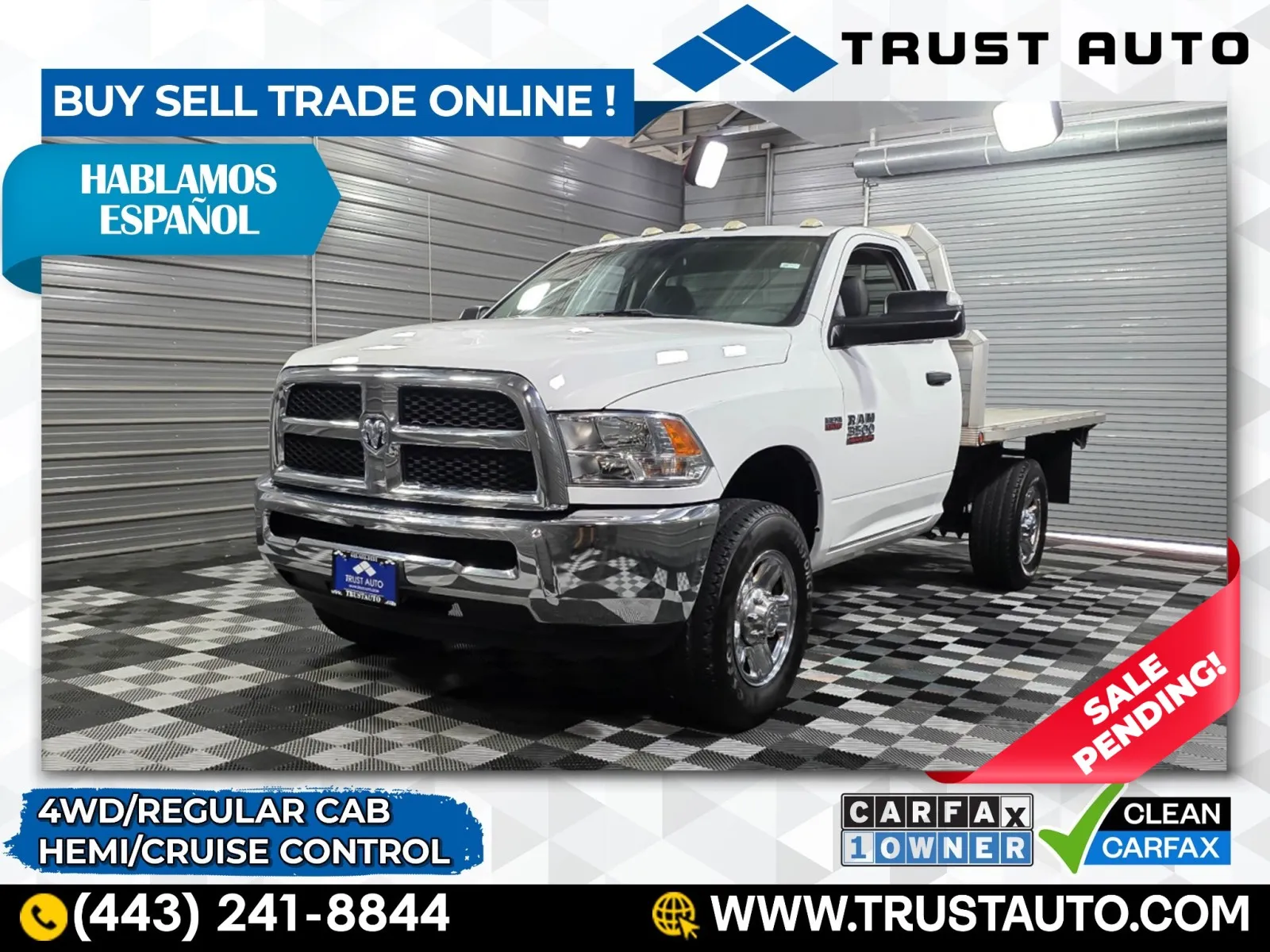 2018 Ram 3500 Chassis Flatbed Tradesman 4WD Regular Cab Hemi Pickup Truck for sale in Sykesville, MD