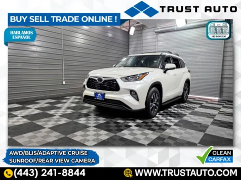 White 2020 Toyota Highlander XLE AWD 8-Passenger SUV for sale in Sykesville, MD