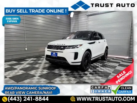 White 2020 Land Rover Range Rover Evoque SE AWD Luxury SUV for sale in Sykesville, MD