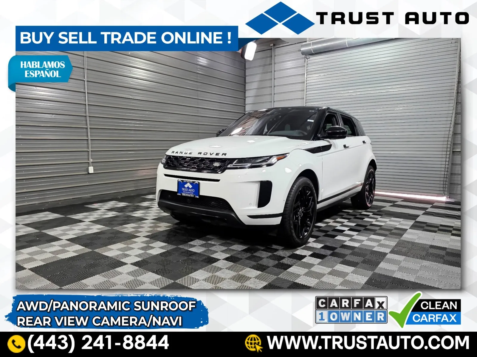 White 2020 Land Rover Range Rover Evoque SE AWD Luxury SUV for sale in Sykesville, MD