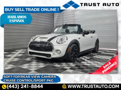 White 2016 MINI Cooper S Soft-Top Convertible w/Sport Pkg for sale in Sykesville, MD