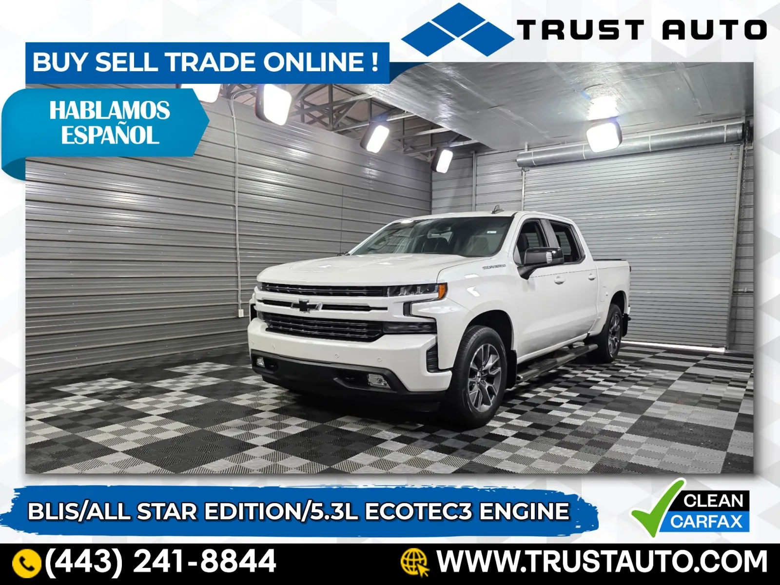 White 2020 Chevrolet Silverado 1500 RST Crew Cab Pickup Truck for sale in Sykesville, MD