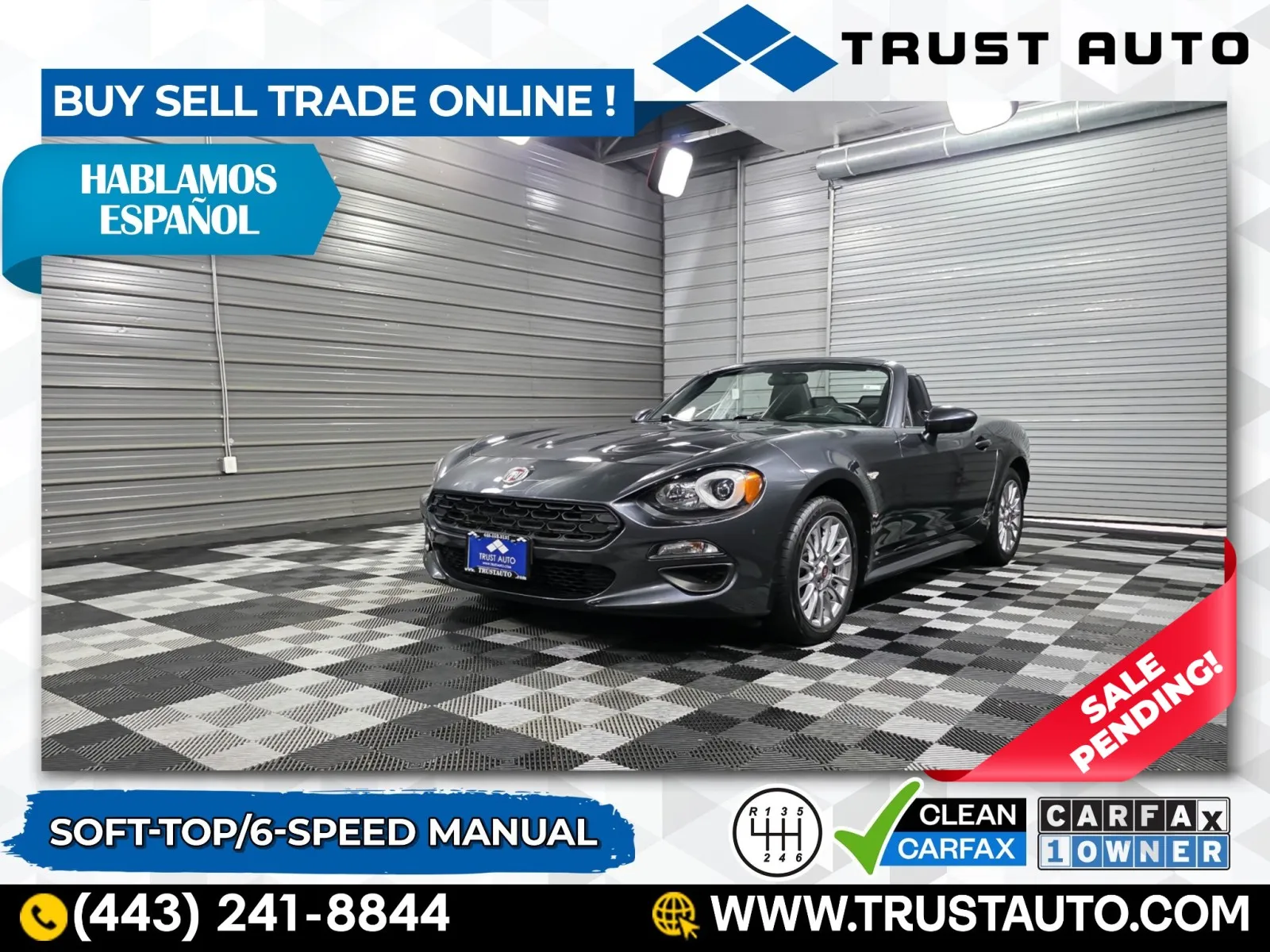 2017 Fiat 124 Spider Classica 6-Speed Manual Soft-Top Convertible for sale in Sykesville, MD