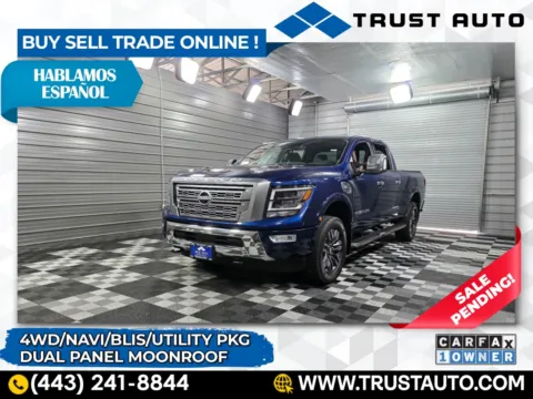 Blue 2023 Nissan Titan XD Platinum Reserve 4WD Crew Cab Pickup Truck for sale in Sykesville, MD