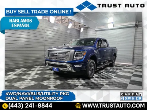 Blue 2023 Nissan Titan XD Platinum Reserve 4WD Crew Cab Pickup Truck for sale in Sykesville, MD