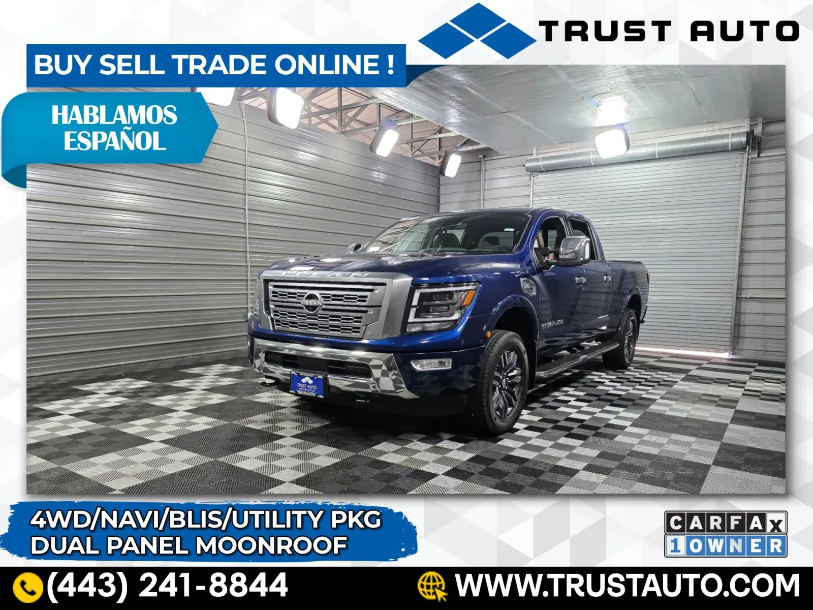 Blue 2023 Nissan Titan XD Platinum Reserve 4WD Crew Cab Pickup Truck for sale in Sykesville, MD