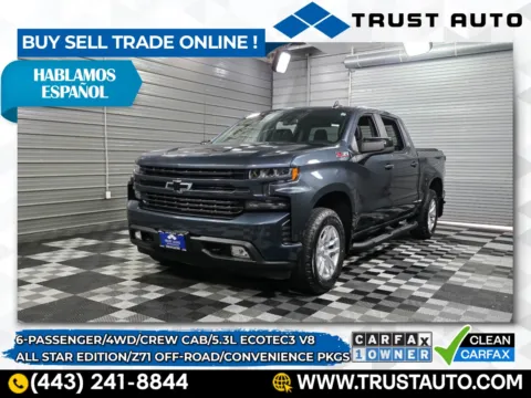Gray 2021 Chevrolet Silverado 1500 RST 4WD Crew Cab Ecotec3 Pickup Truck w/Z71 Off-Road Pkg for sale in Sykesville, MD