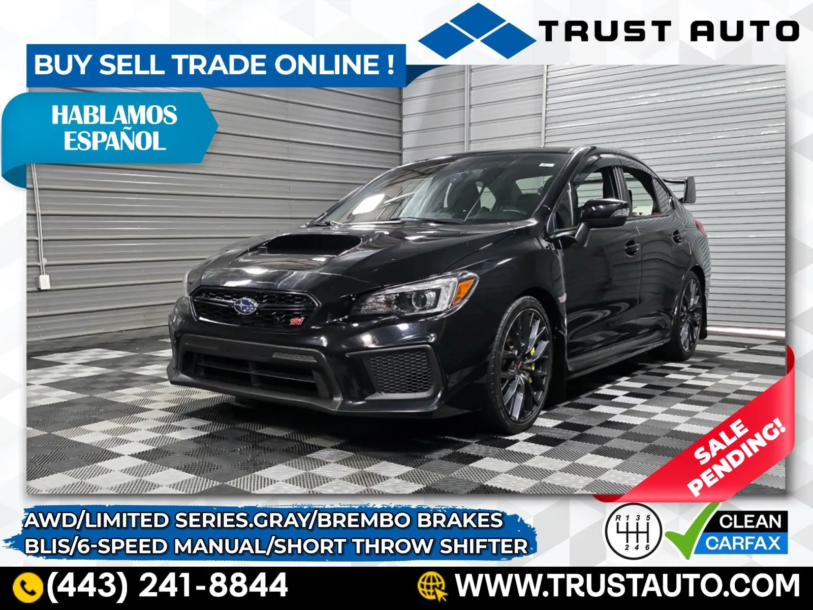 2019 Subaru WRX STI Series.Gray AWD 6-Speed Manual Sedan for sale in Sykesville, MD