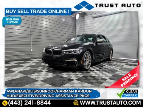 Black 2018 BMW 5 Series M550i xDrive AWD Luxury Sedan w/Driving Assistance Pkg for sale in Sykesville, MD
