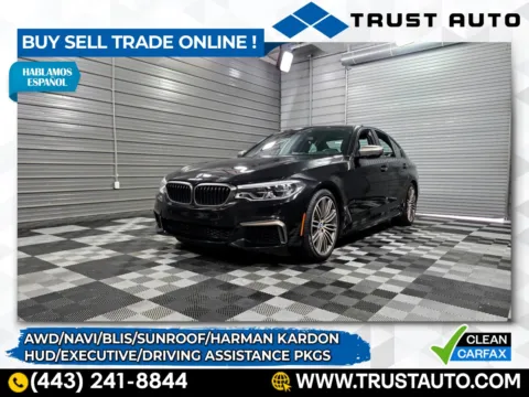 Black 2018 BMW 5 Series M550i xDrive AWD Luxury Sedan w/Driving Assistance Pkg for sale in Sykesville, MD