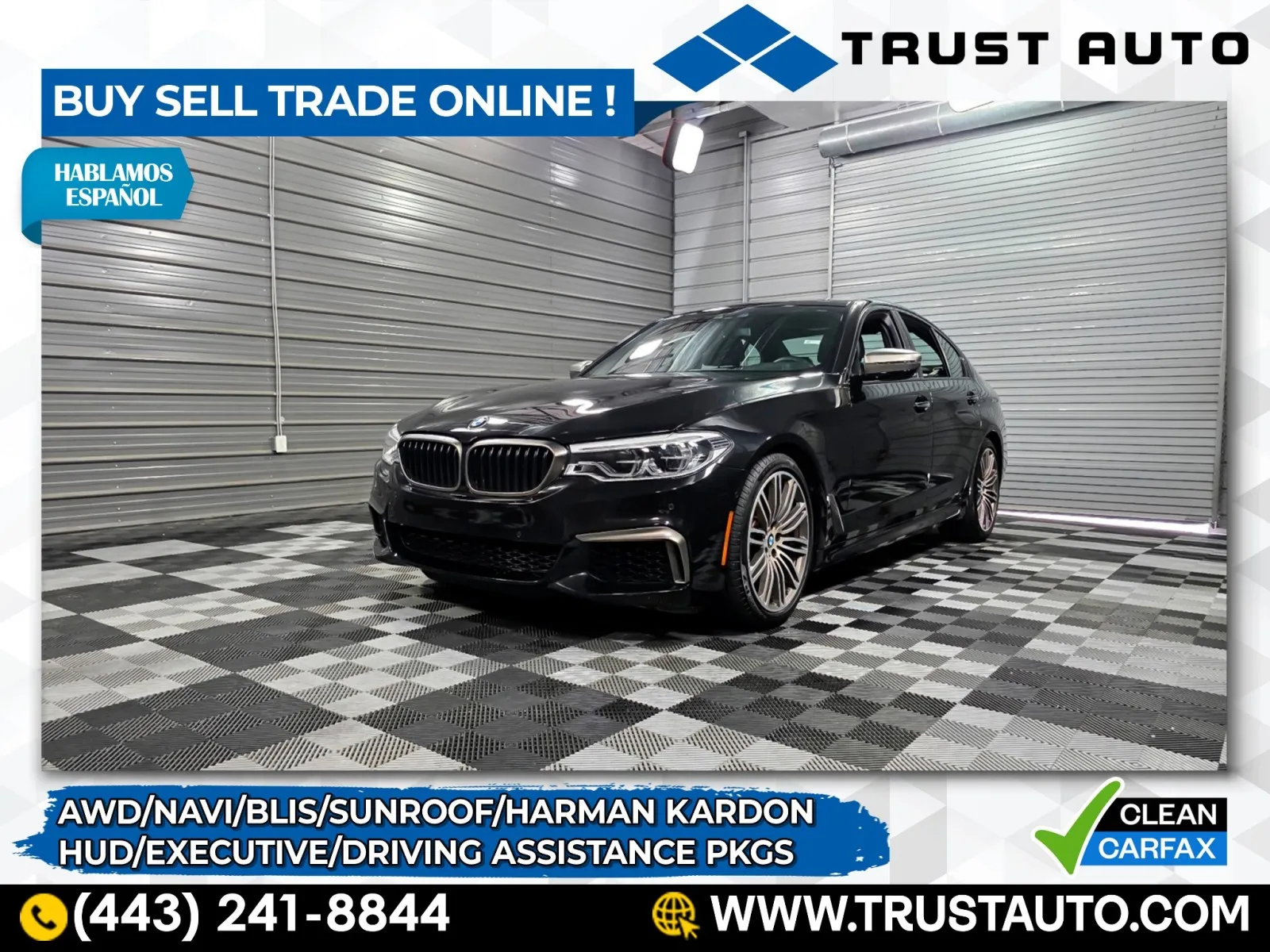 Black 2018 BMW 5 Series M550i xDrive AWD Luxury Sedan w/Driving Assistance Pkg for sale in Sykesville, MD