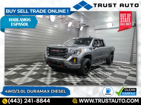 Gray 2021 GMC Sierra 1500 AT4 4WD Crew Cab Duramax Diesel Pickup Truck for sale in Sykesville, MD