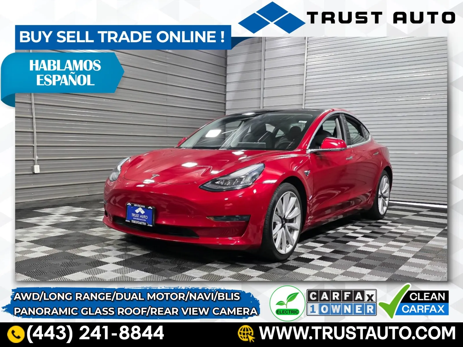 Red 2020 Tesla Model 3 Long Range AWD Dual Motor Electric Sedan for sale in Sykesville, MD