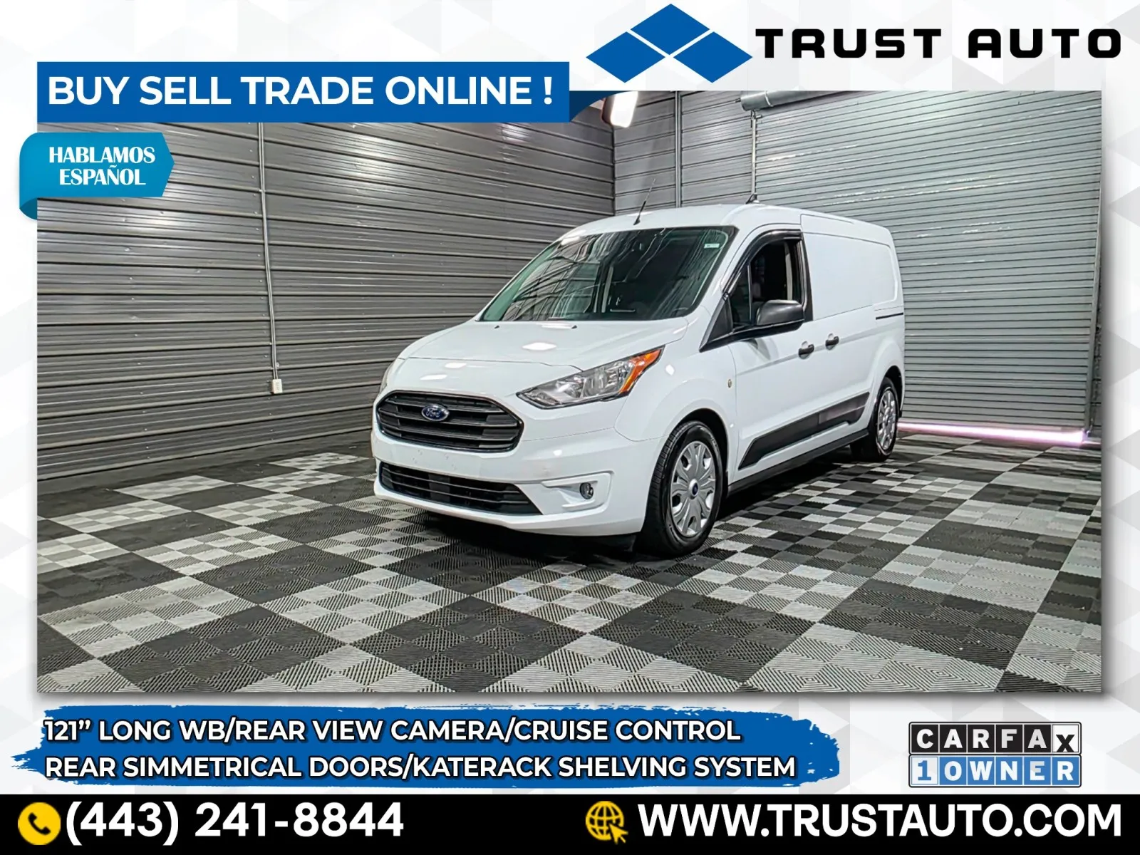2020 Ford Transit Connect XLT LWB Minivan/Van w/Rear Symmetrical Doors/Katerack Shelving System