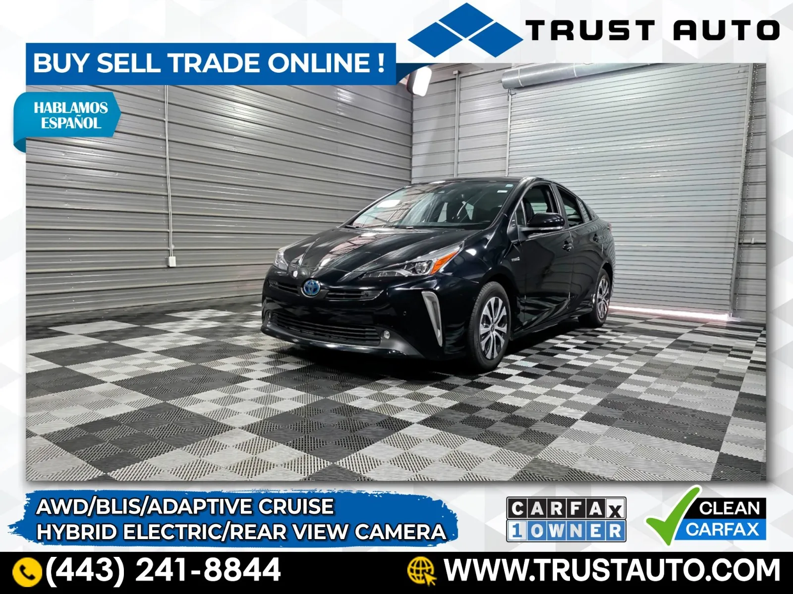 Black 2021 Toyota Prius XLE AWD Hybrid-Electric Hatchback for sale in Sykesville, MD