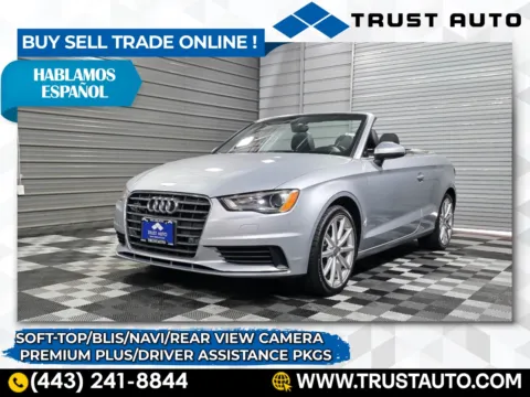 Silver 2015 Audi A3 2.0T Premium Plus Soft-Top Convertible w/Driver Assistance Pkg for sale in Sykesville, MD