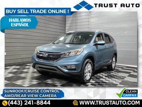 Blue 2015 Honda CR-V EX-L AWD SUV for sale in Sykesville, MD