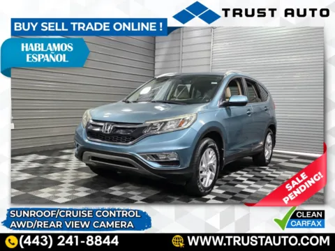 Blue 2015 Honda CR-V EX-L AWD SUV for sale in Sykesville, MD