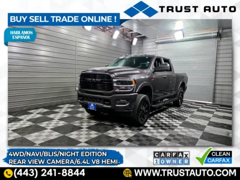 Gray 2019 Ram 2500 Laramie 4WD Crew Cab 6.4L V8 Hemi Pickup Truck w/Night Edition for sale in Sykesville, MD