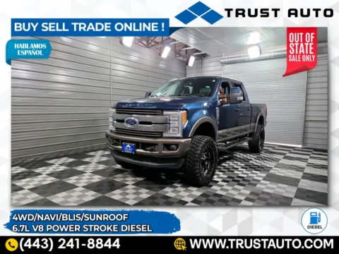 Blue 2018 Ford Super Duty F-350 SRW King Ranch 4WD Crew Cab 6.7L V8 Power Stroke Turbo Diesel Pickup Truck for sale in Sykesville, MD